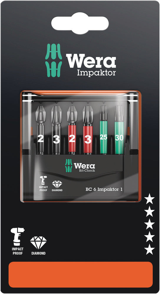 Wera Bit-Check 6 Impaktor 1 SB, 1 4, 6-teiliger