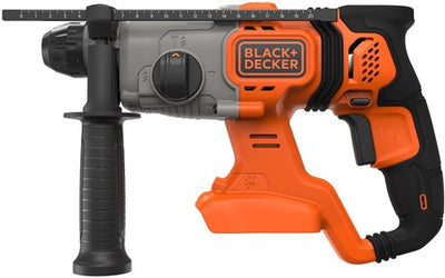 Black+Decker BCD900B 18V 1,2J SDS+ Schlagbohrmaschine | ohne Batterie | Seitengriff | tiefer Stopp | 6 mm Betonbohrer – bcd900b-xj