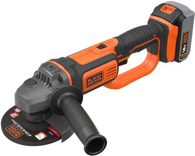 Black+Decker bcg720m1 18v 4.0ah Winkelschleifer | 125mm Schutzhülle | 1x 18V 4,0Ah Akku + 1A Schnellladegerät | weiche Tasche | Seitengriff – bcg720m1-qw