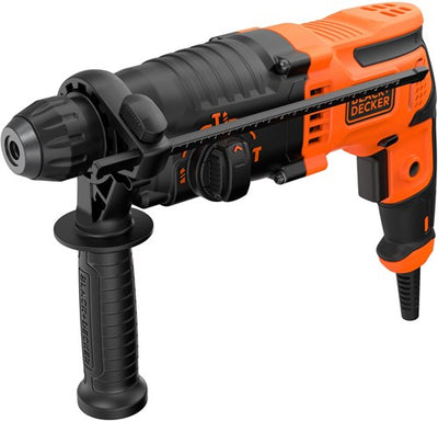 Black+Decker Behs01 650 W 1,4 J SDS+ Schlagbohrmaschine | Seitengriff | tiefer Stopp | 6mm und 8mm Betonbohrer | Bohrfutteradapter – behs01-qs