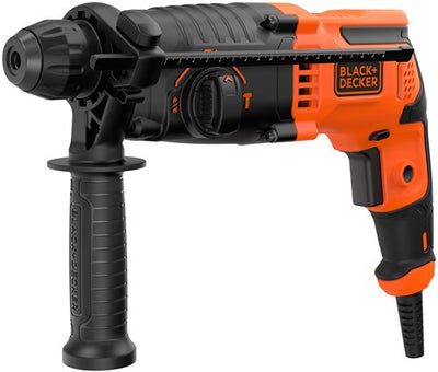Black+Decker Behs01 650 W 1,4 J SDS+ Schlagbohrmaschine | Seitengriff | tiefer Stopp | 6mm und 8mm Betonbohrer | Bohrfutteradapter – behs01-qs