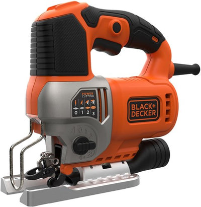 Black+Decker bes610k 650w Pendelstichsäge | im Koffer | 1 Sägeblatt für Holz | 1 Schneidmesser für Holz | Splitterschutzplatte – bes610k-qs