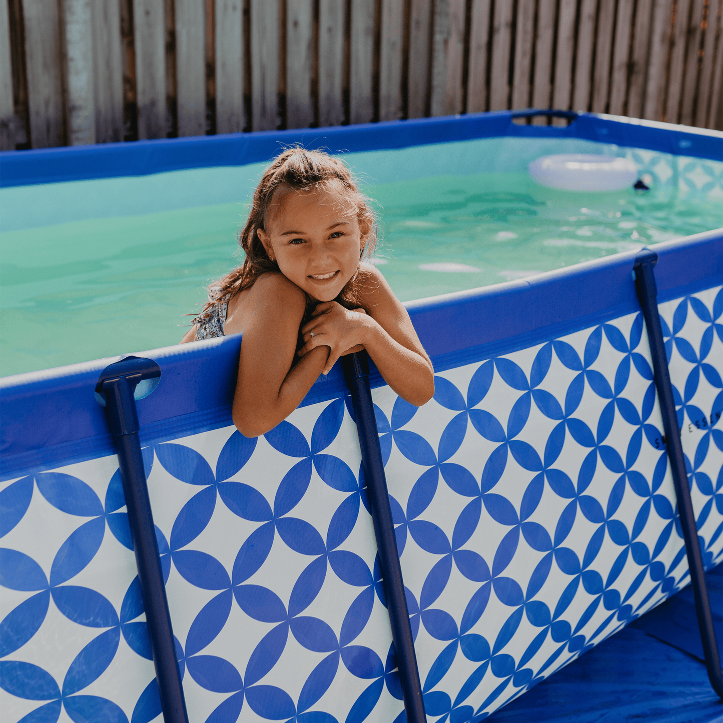 Eleganz | Dunkelblau weißes Design Schwimmbad 400x200x100 cm