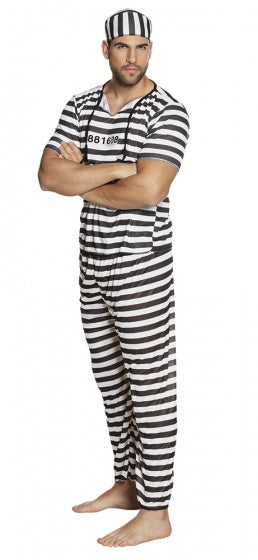 Boland Dress -up Gefangene Heren Schwarz weiß Größe m l