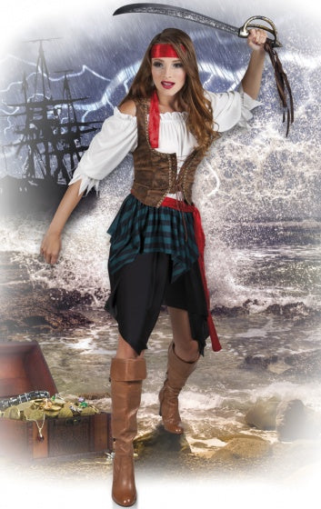 Boland Piratensturmkostüm Damen Schwarz Weiß Größe 40 42