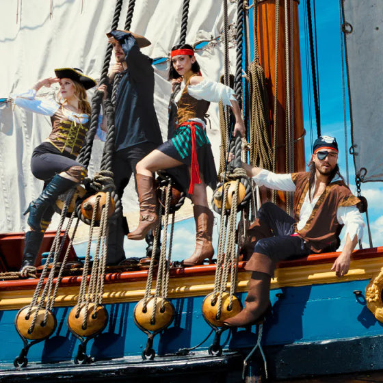 Boland Piratensturmkostüm Damen Schwarz Weiß Größe 36 38