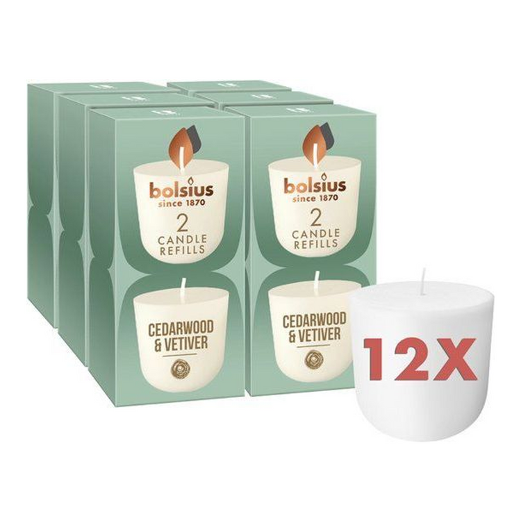 Bolsius Cleanlight 2er-Pack Zedernholz-Vetiver ø57x116 mm (6x 2 Stück)