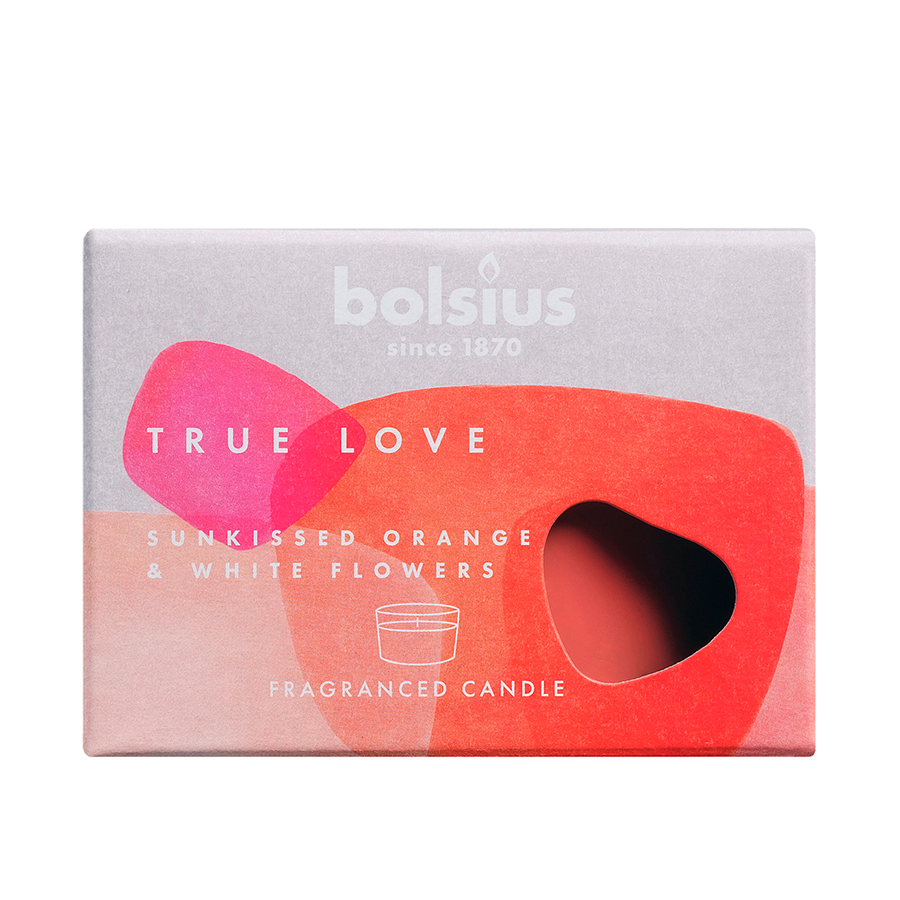 Bolsius Duftglas True Love Sunkiss orange weiße Blüten 63 90mm