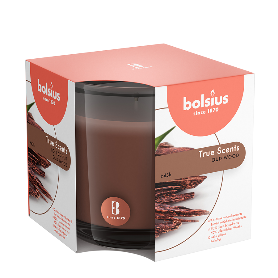 Bolsius Duftglas True Düfte Altholz 95 95mm