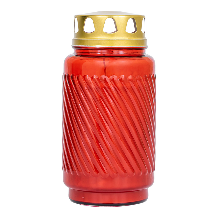 Bolsius Windlichtglas mit Deckel rot ø90x173 mm 100 Stunden (6 Stück)