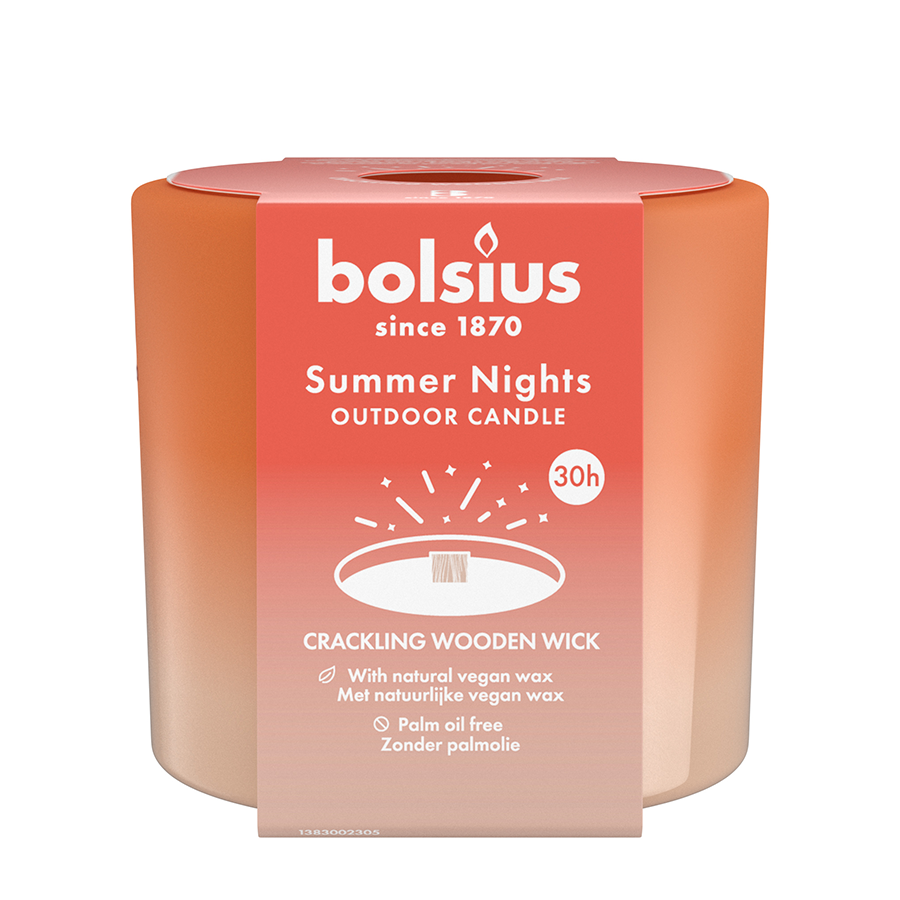 Bolsius Outdoor-Glas Sommernächte Elfenbein 62 106 mm