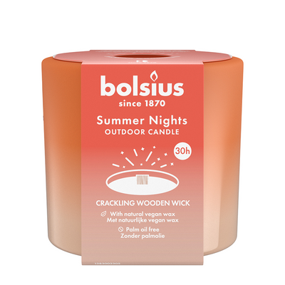 Bolsius Outdoor-Glas Sommernächte Elfenbein 62 106 mm