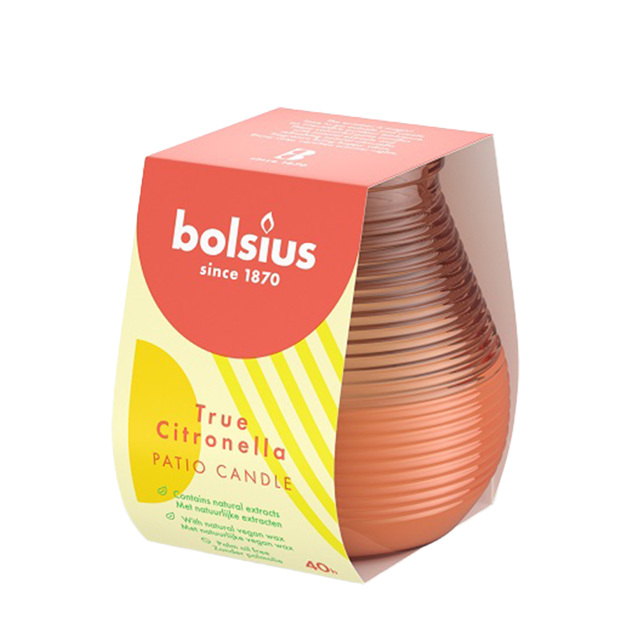 Bolsius True Citronella Candle Coral Terrasse