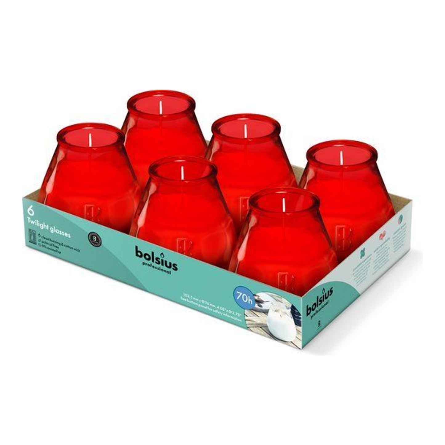 Bolsius Profi Dämmerungsrot ø99x104 mm 70 Stunden (6 Stück)