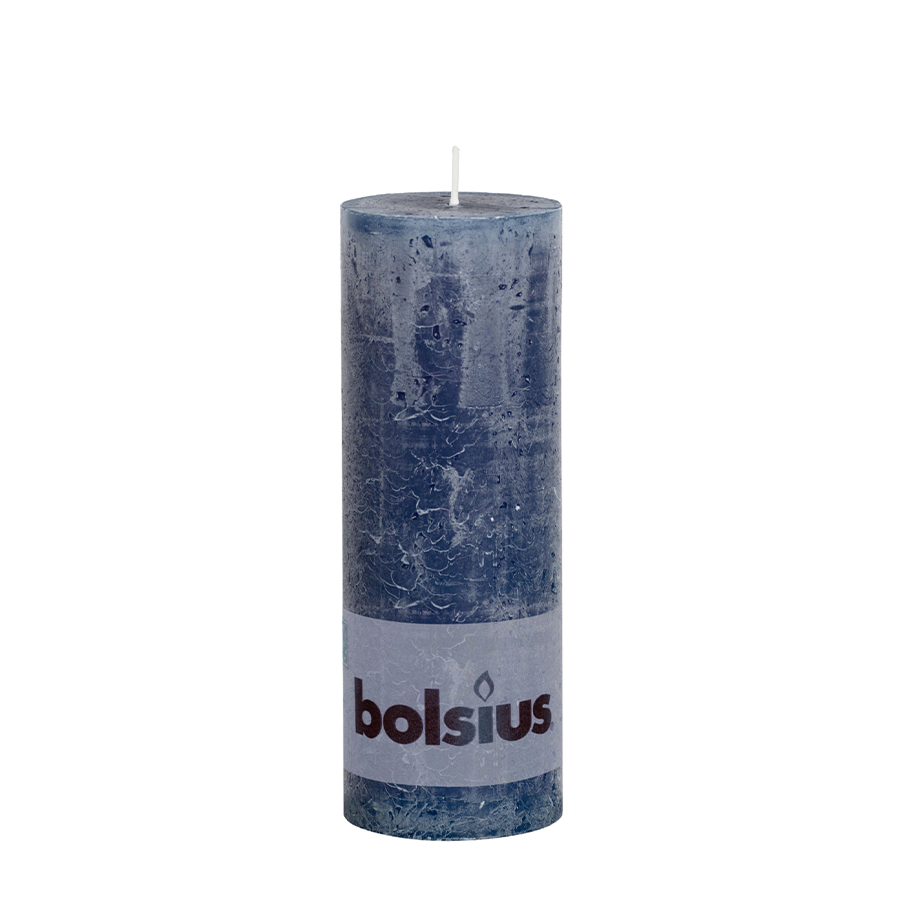Bolsius rustikale Stumpenkerze dunkelblau 190 68mm