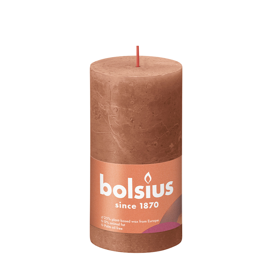 Ty Bolsius rustikale Stumpenkerze Rus Pink 130 68 mm