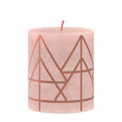 Bolsius Bolsius rustikale Stubkerze 8x6,8 cm nebliger Pink mit Druck