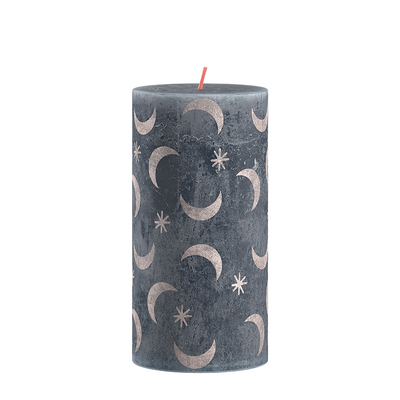Bolsius Bolsius Silhouette Stubkerze mit Druck 13x6,8 cm Schieferblau