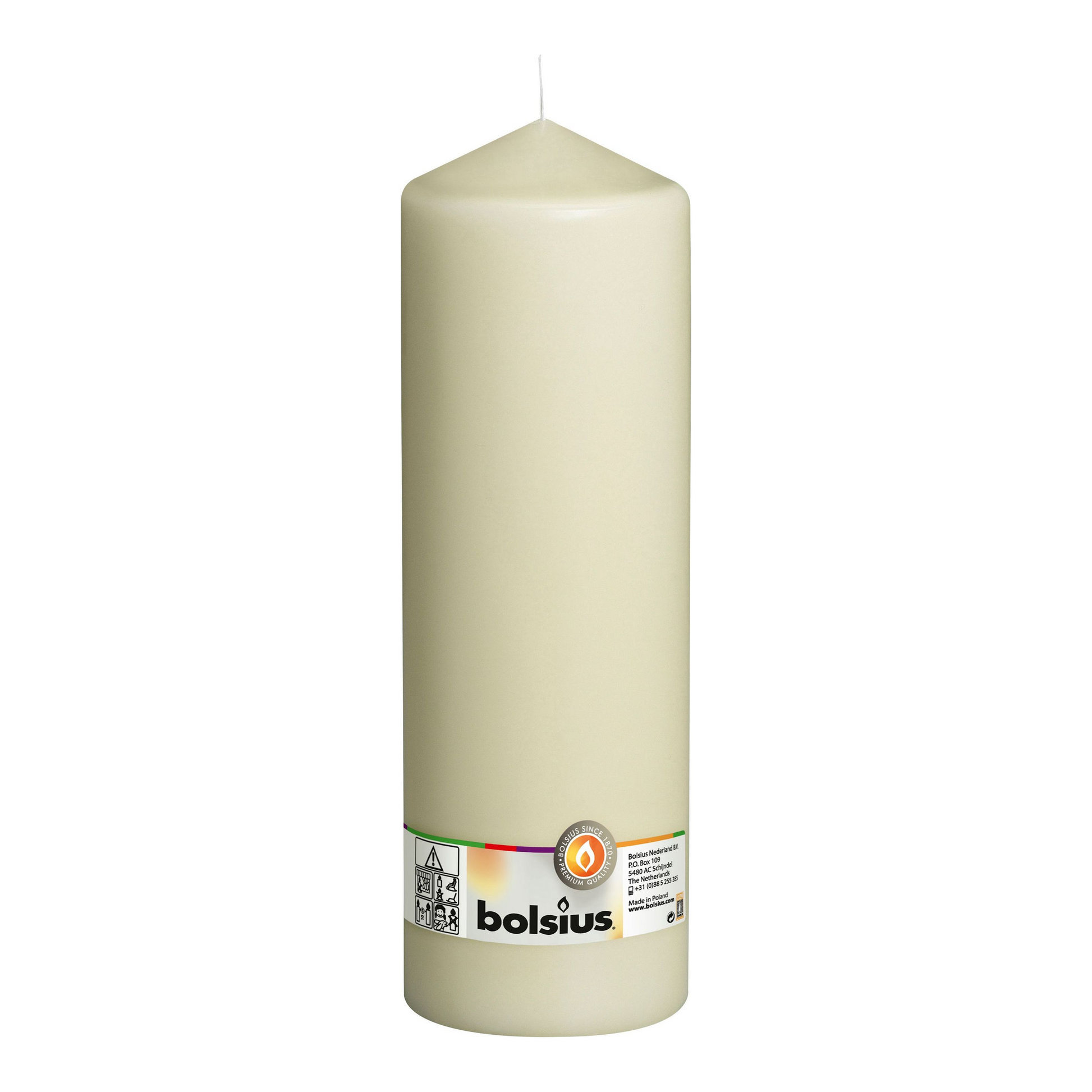 Bolsius Stumpenkerze Elfenbein ø98x300 mm 175 Stunden (4 Stück)