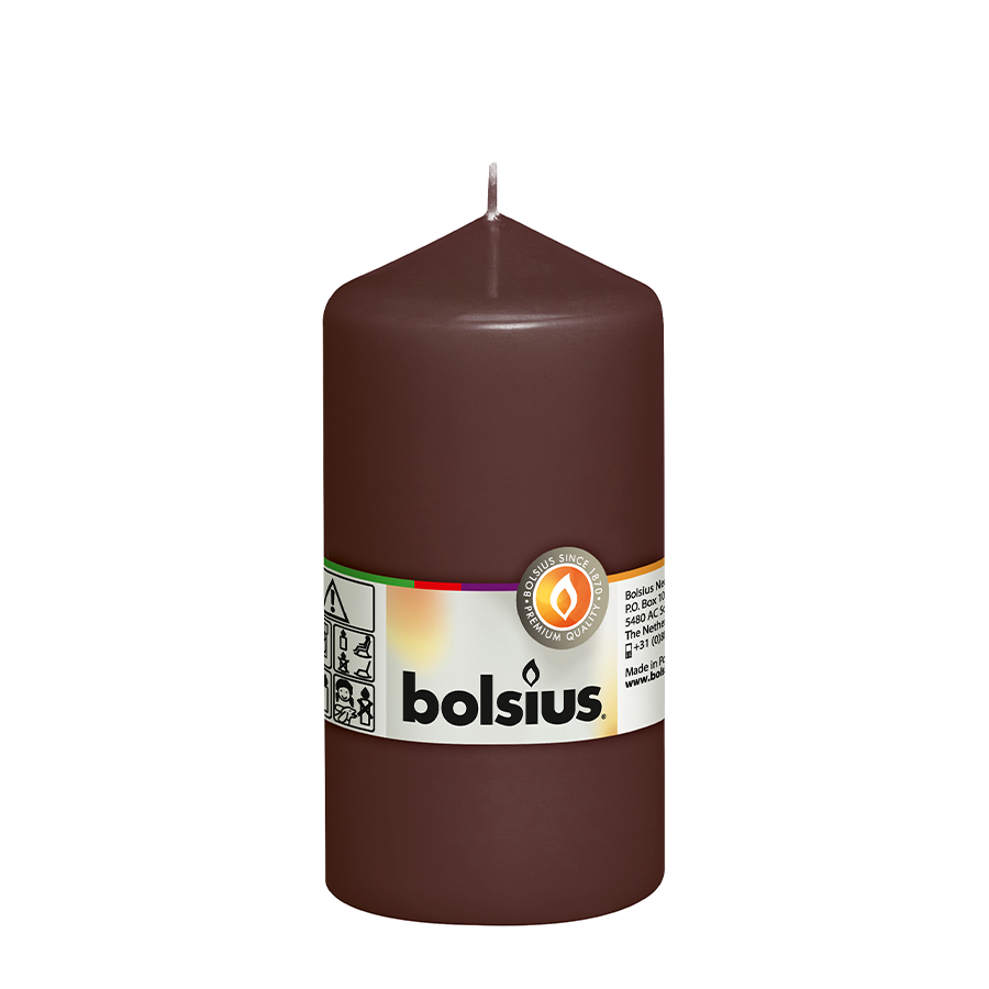 Abi Bolsius Stumpenkerze Kastanienbraun 130 68mm