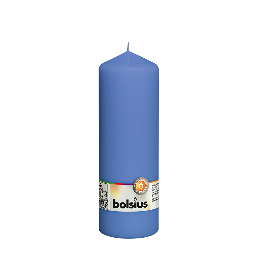 Bolsius Stumpenkerze Kornblumenblau 200 68mm