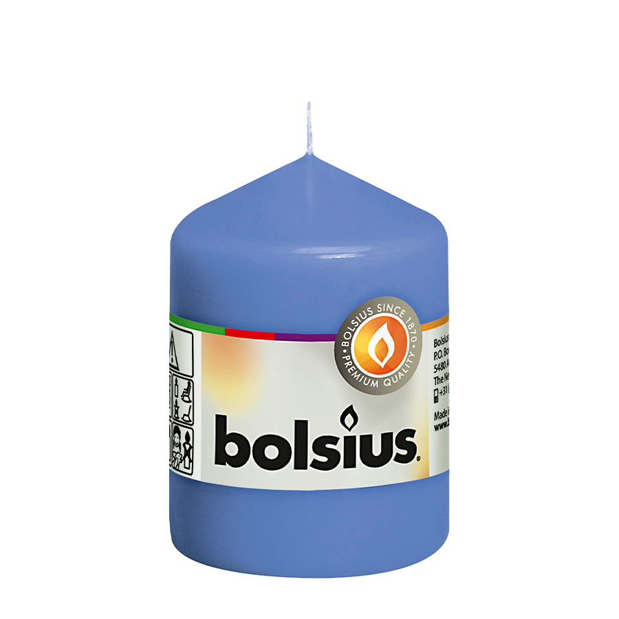 Bolsius Stumpenkerze Kornblumenblau 80 58mm