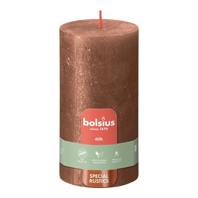 Bolsius Stumpenkerze Schimmer Kupfer ø68x130 mm 60 Stunden (4 Stück)