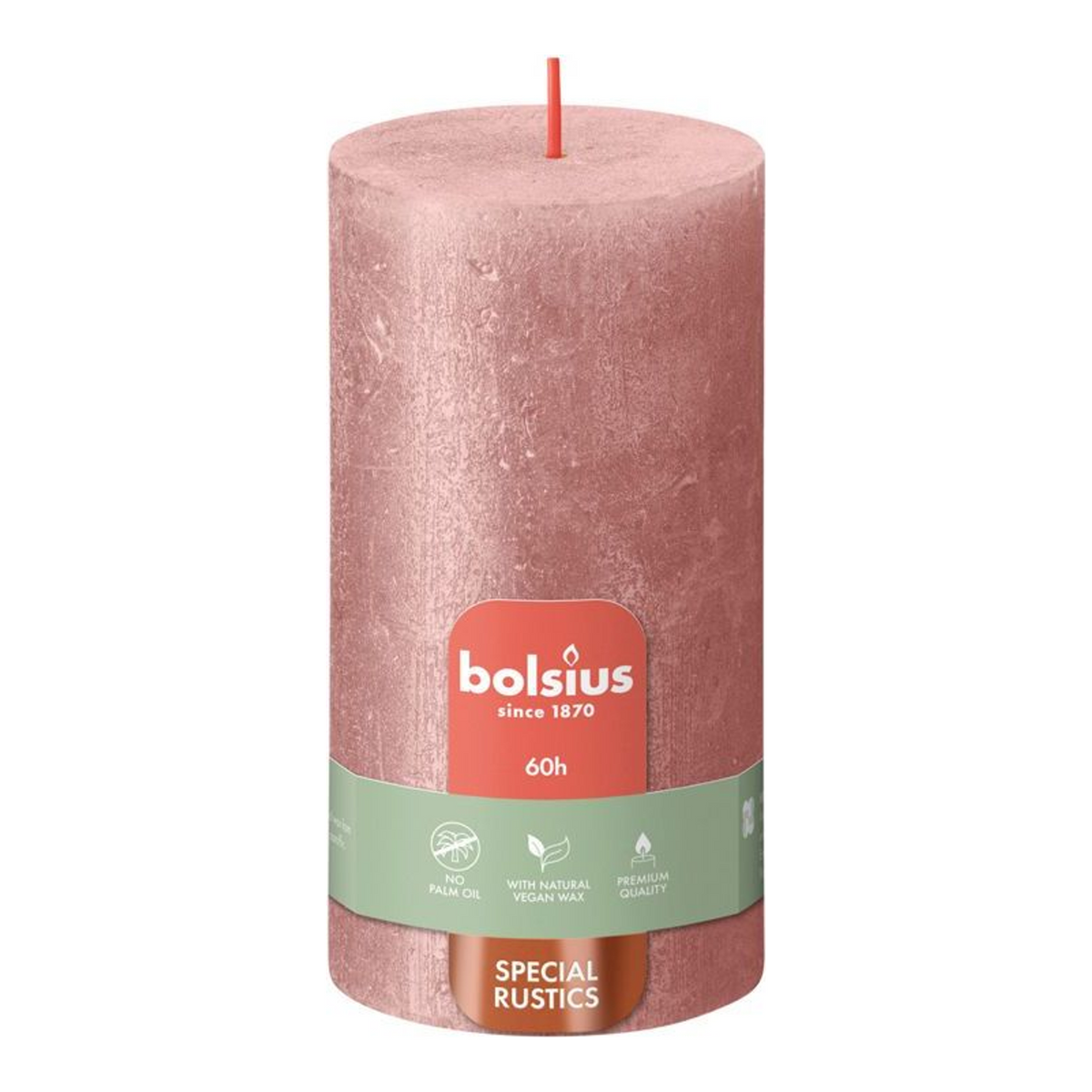 Bolsius Stumpenkerze Schimmer rosa ø68x130 mm 60 Stunden (4 Stück)