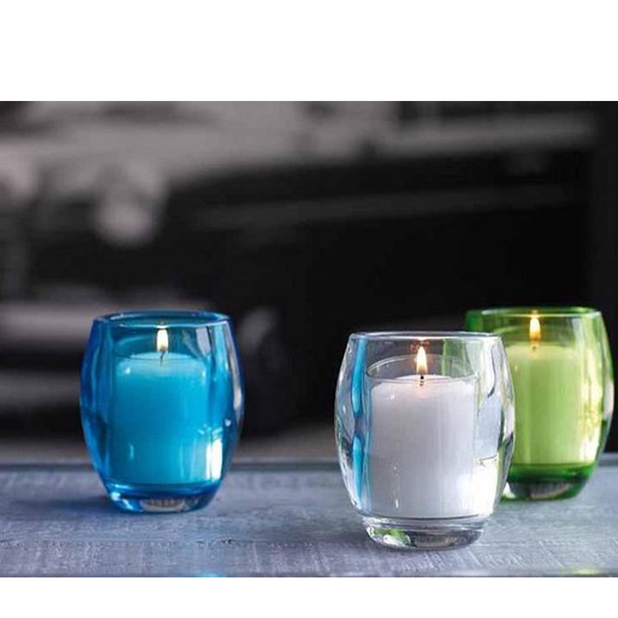 Abi Bolsius Teelichthalter Glas oval Aqua 77 72mm
