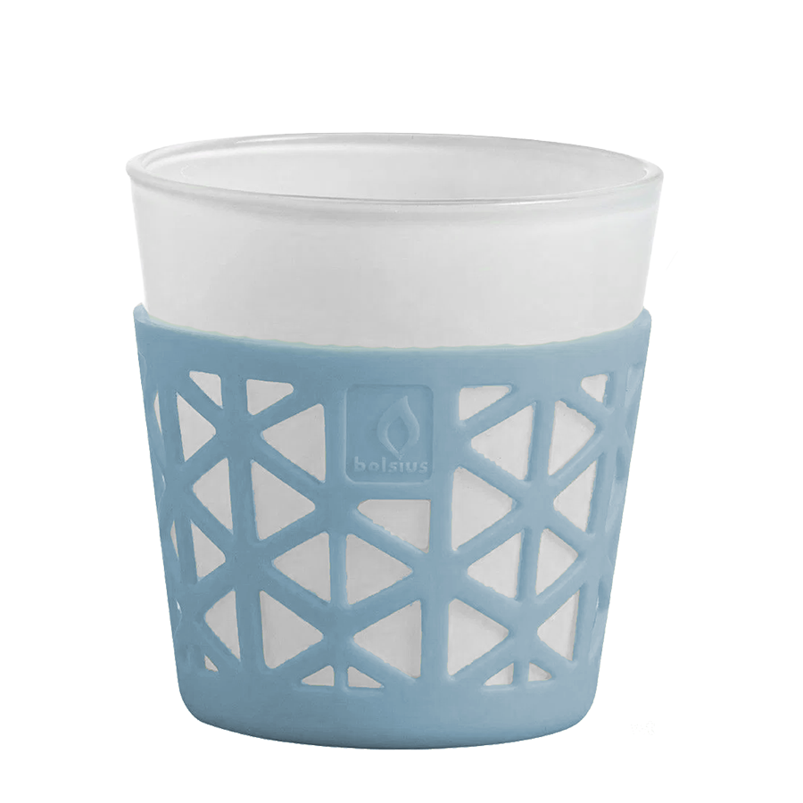 Bolsius Teelichthalter Glas Silikon Blau 75 75mm