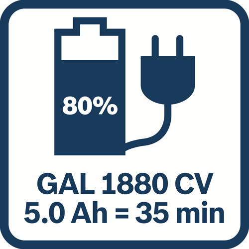 Bosch blaues 18-V-Starterset mit 2 Batterien GBA 18 V 5,0 Ah + Ladegerät Gal 1880 CV – 1600a00b8j