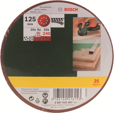 Bosch Zubehör 25-teiliges Schleifpapier-Set für Exzenterschleifer | 2607019497 - 2607019497