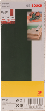 Bosch 25-teiliges Schleifblatt-Set für Exzenterschleifer ungelocht 93 x 230 mm - Körnung 60; 80; 120; 240 - afbeelding 2
