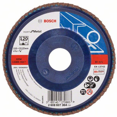 Bosch Zubehör 1 Fächerschleifscheibe 115, Experte für Metall gerade, Kunststoff, 120 - 2608607364