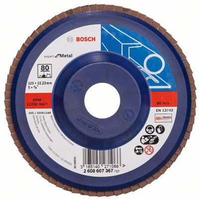 Bosch Zubehör 1 Fächerschleifscheibe 125, Experte für Metall gerade, Kunststoff, 80 - 2608607367