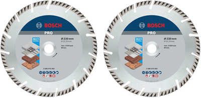 Bosch Zubehör 2 Stück Diamant-Trennscheibe Standard für Universal 230 mm (Duo-Pack) – 061599766y