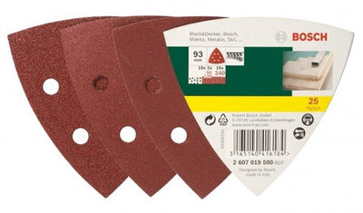 Bosch 25-teiliges Schleifblatt-Set für Deltaschleifer – Körnung 60; 120; 240