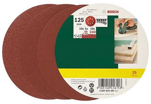 Bosch Zubehör 25-teiliges Schleifpapier-Set für Exzenterschleifer | 2607019497 - 2607019497