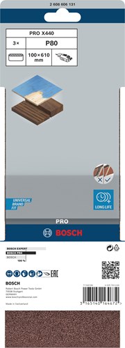 Bosch Zubehör 3 Reifen 100x610 x440, am besten für Holz+Farbe, K80 - 2608606131