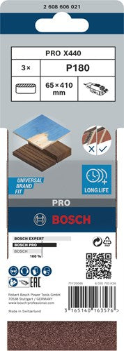 Bosch Zubehör 3 Reifen 65x410 x440, am besten für Holz+Farbe, k180 - 2608606021