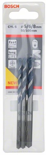 Bosch Zubehör 3-teiliges Betonbohrer-Set ZYL-5 5; 6; 8 mm 3 Stück – 2608588164