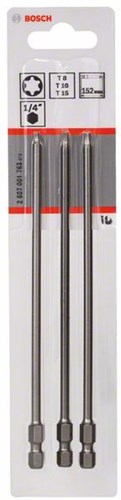 Bosch Zubehör 3-teiliger Bitsatz extra hart T8; t10; t15; 152 mm 3 Stück – 2607001763