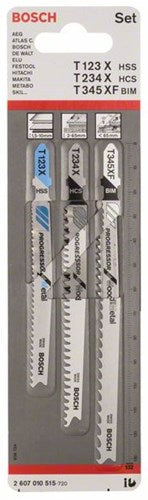 Bosch Zubehör 3-teiliges Stichsägeblatt-Set T 123 x; t 234 x; t 345 xf 1. - 2607010515