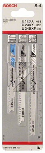 Bosch Zubehör 3-teiliges Stichsägeblatt-Set U 123 x; u 234 x; u 345 xf 1. - 2607010516