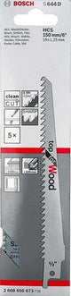 Bosch Zubehör 5x Säbelsägeblatt für Holz S644D - 2608650673
