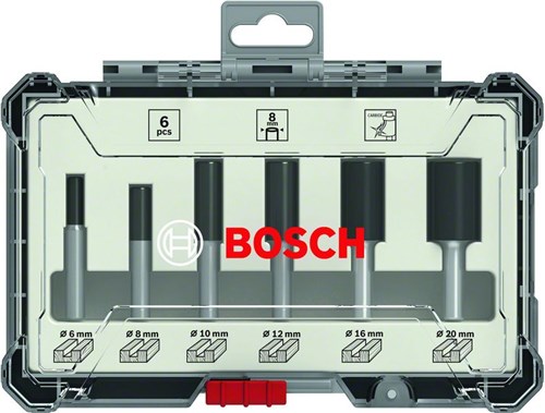 Bosch Zubehör 6-teiliger gerader Fräsersatz - Schaftdurchmesser 8 mm - 2607017466