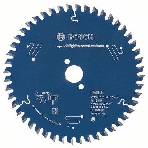 Bosch Zubehör Kreissägeblatt Expert für Hochdrucklaminat 160x20x2,2 1,6x48t - 2608644132