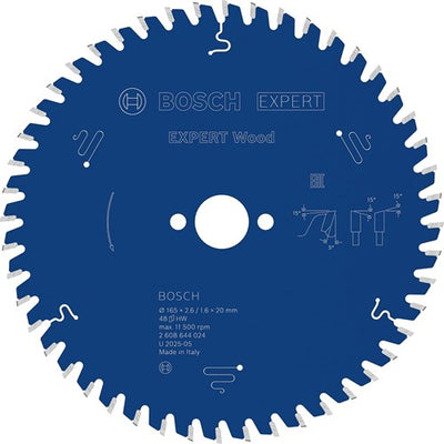 Bosch Zubehör Kreissägeblatt Expert für Holz 165x20x2,6 1,6x48t (für GKT 55 GCE) - 2608644024