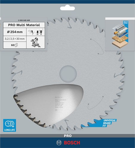 Bosch Zubehör Kreissägeblatt Multi Material 254 x 30 x 3,2 mm, 60 1 St. - 2608640449