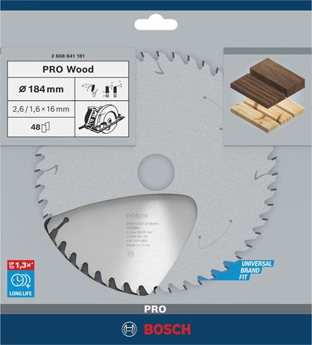 Bosch Zubehör Kreissägeblatt Optiline Wood 184 x 16 x 2,6 mm, 48 1St - 2608641181